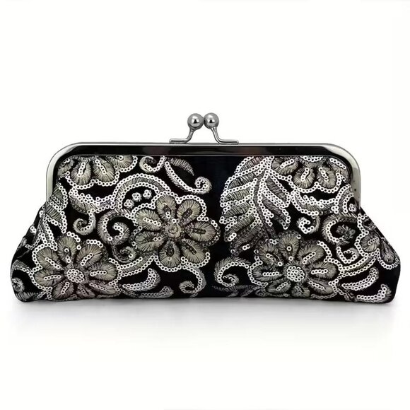 SILVER SEQUIN EMBROIDERED BAG - Picture 1 of 4